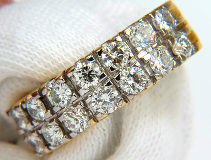 2.00CT TWO ROW ROUND NATURAL DIAMOND BAND RING H/VS 14KT GOLD *v