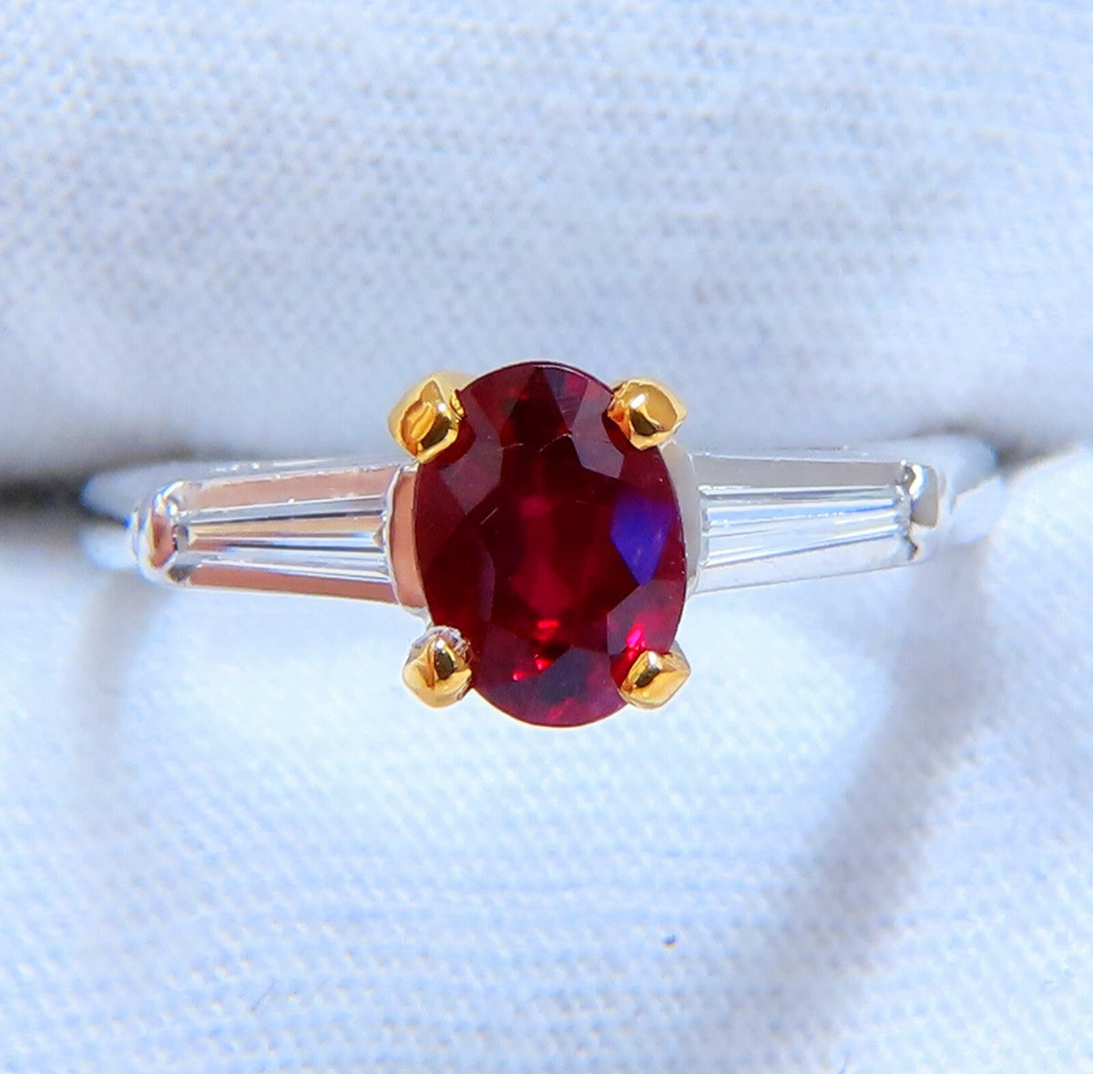 GIA Certified Ruby .99ct  Diamond ring Platinum Vivid Red Prime *v