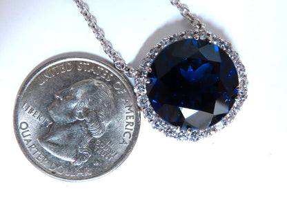 20.09ct Lab Round Blue Sapphire Diamonds pendant 14kt *v