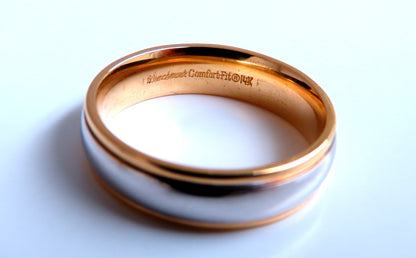 Two Toned Unisex Gold Band 14kt gold Size 10 5.8mm *v