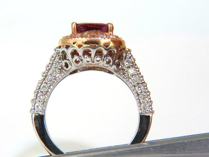 2.78CT NATURAL FINE PURPLE RED RUBY DIAMOND RING 14KT G/VS *v