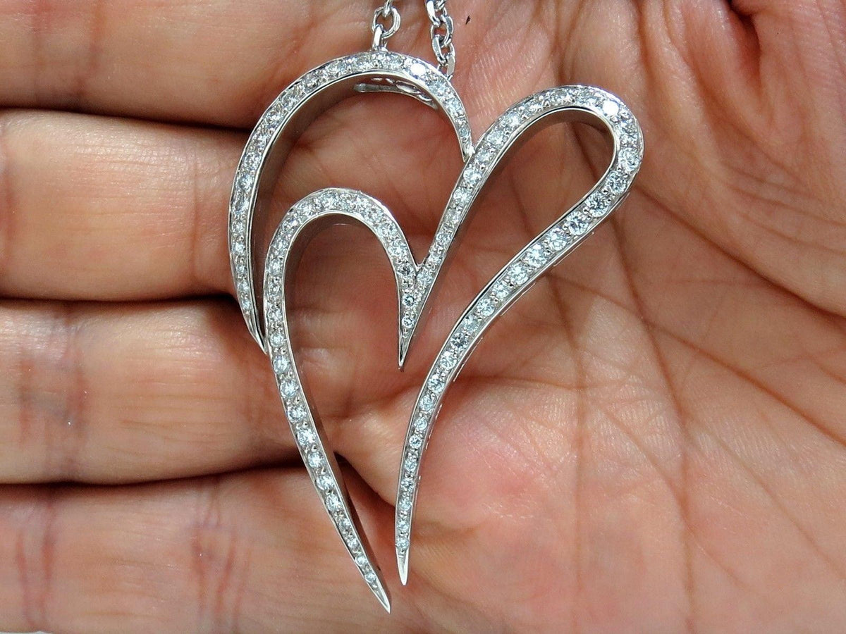 3.00ct ROUND DIAMONDS MODERN SWIRL HEART PENDANT G / VS 14KT & CHAIN 10326 *v
