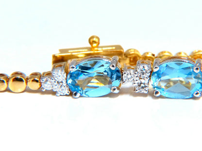 3.34ct natural aquamarine diamonds tennis bracelet 14kt vivid prime aqua blue *v