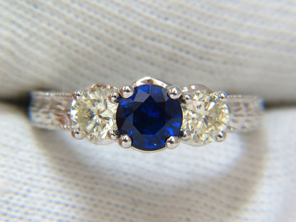 2.14ct NATURAL BLUE SAPPHIRE DIAMONDS RING 14KT CLASSIC  EDWARDIAN DECO *v