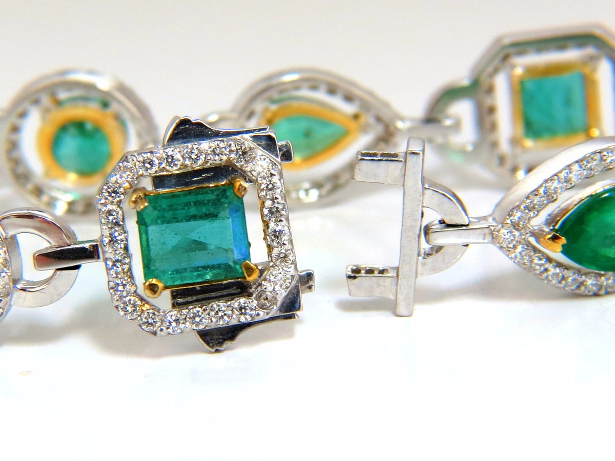 10.62ct natural emeralds diamond halo bracelet 14kt *v