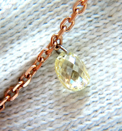 6.00ct Natural Briolette Diamonds Station Yard Necklace 14 Karat *v