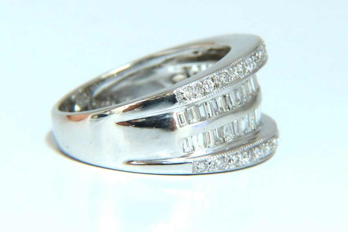 1.70ct Natural Baguette & Rounds Diamonds Band 18 Karat 4-row sandwich deck *v