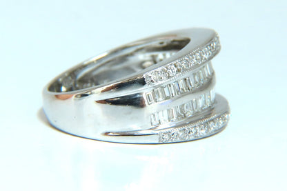 1.70ct Natural Baguette & Rounds Diamonds Band 18 Karat 4-row sandwich deck *v