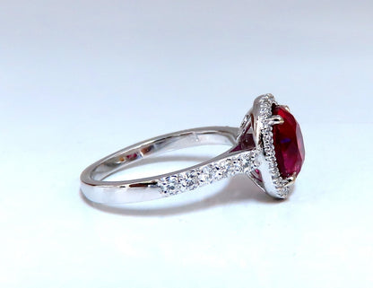 RARE GIA certified 3.03ct no heat natural ruby diamond ring 18kt classic halo *v