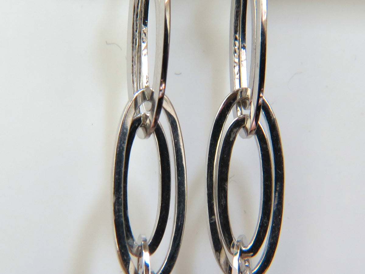 14KT GOLD .46CT ELONGATED OVALS DIAMOND DANGLE EARRINGS HINGED *v