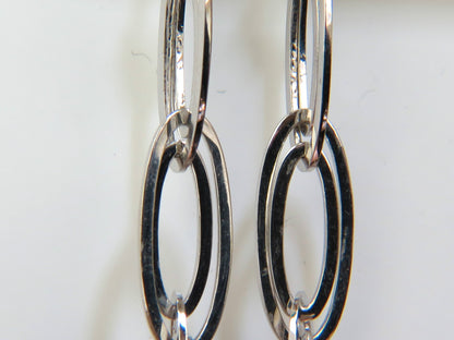 14KT GOLD .46CT ELONGATED OVALS DIAMOND DANGLE EARRINGS HINGED *v