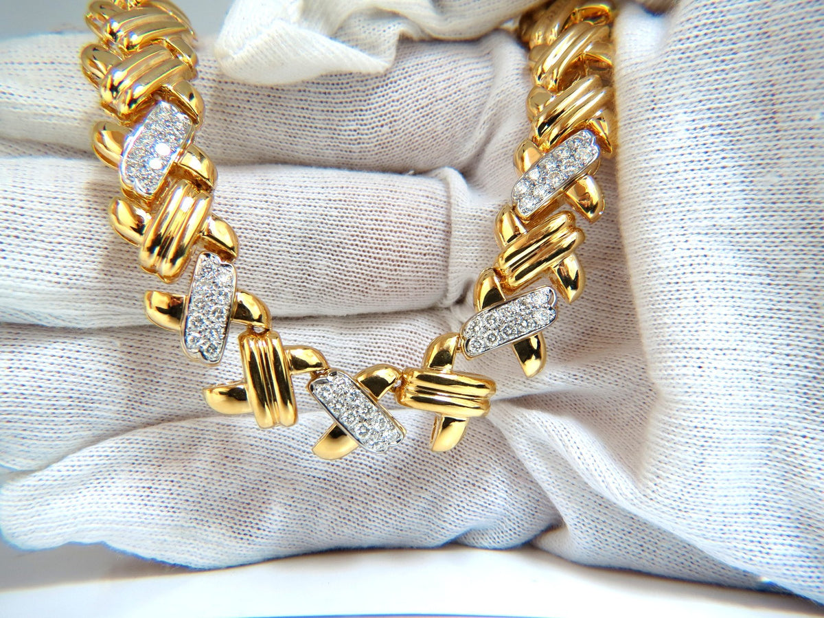 2.00ct. diamonds cross-linked "X" eternity necklace. 14kt. Durable Prime *v