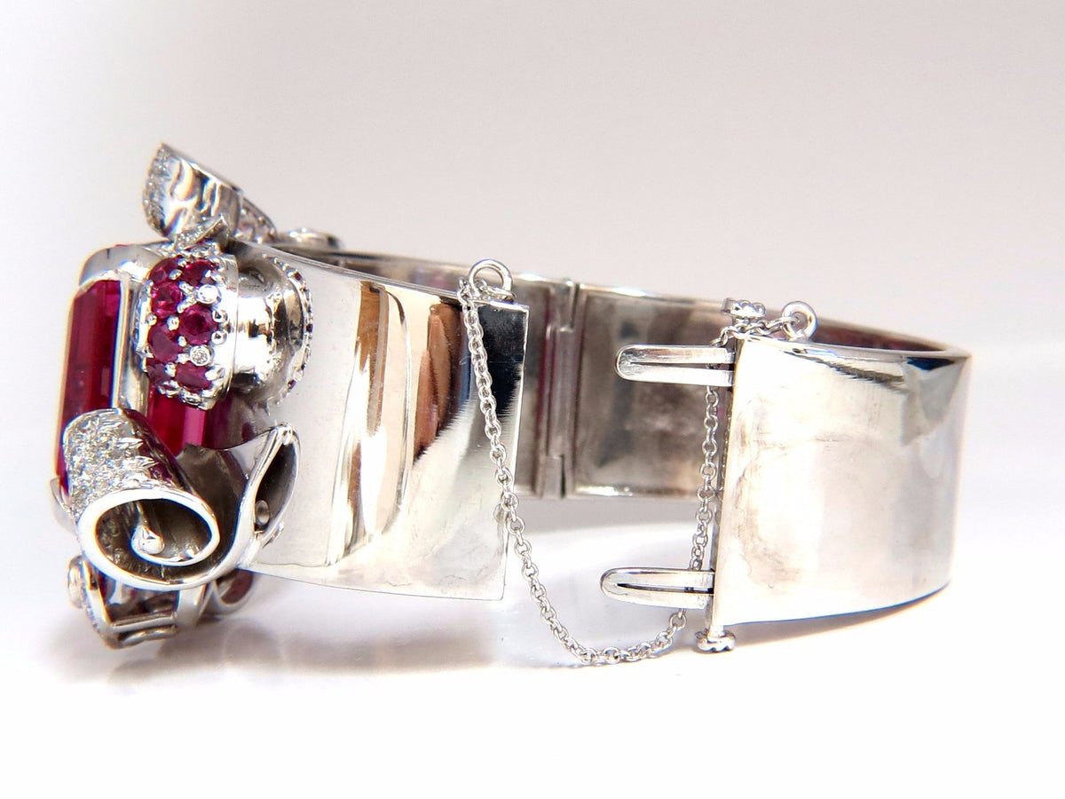 GIA Lab Pink Sapphire Diamonds Ruby Bangle Bracelet Parisian Posh Deco *v