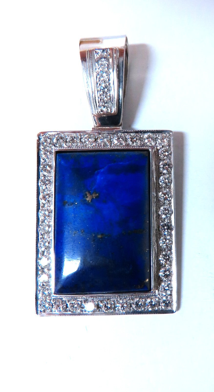 Natural Lapis Lazuli Diamonds Pendant 14kt *v