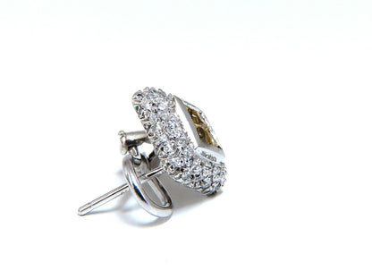 1.90ct Natural Canary Yellow Sapphire Diamond Clip Earrings 18 Karat Omega *v