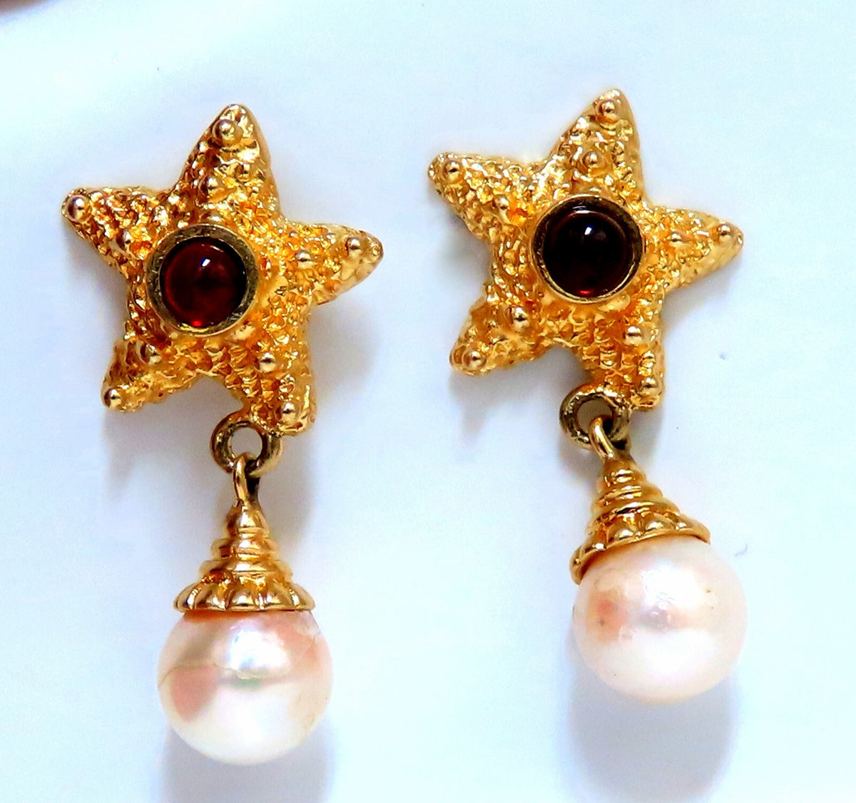 Starfish Pearl Statement Earrings 14kt *v