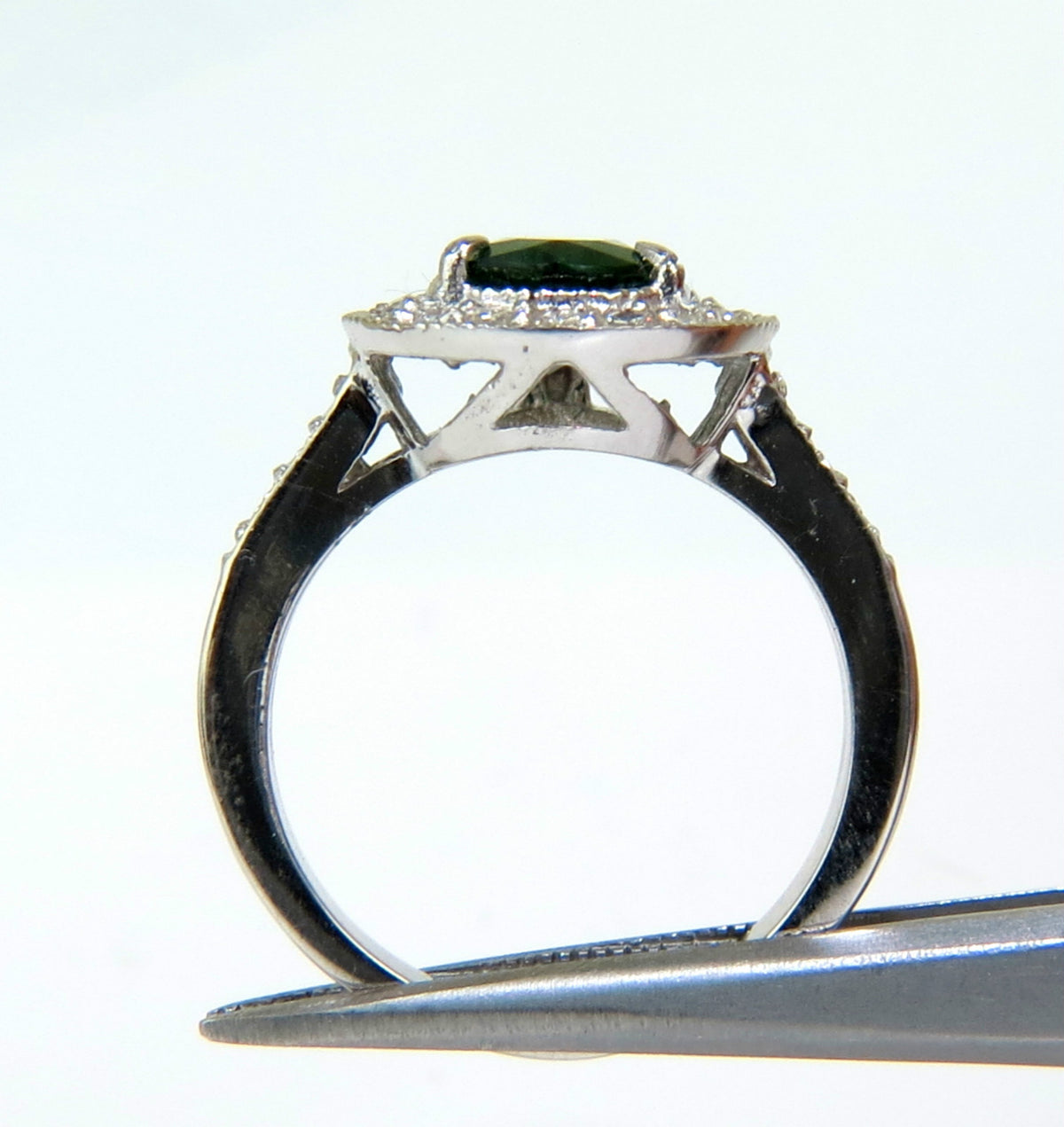 2.56CT NATURAL BRIGHT FINE GEM GREEN TSAVORITE DIAMOND RING 14KT *v