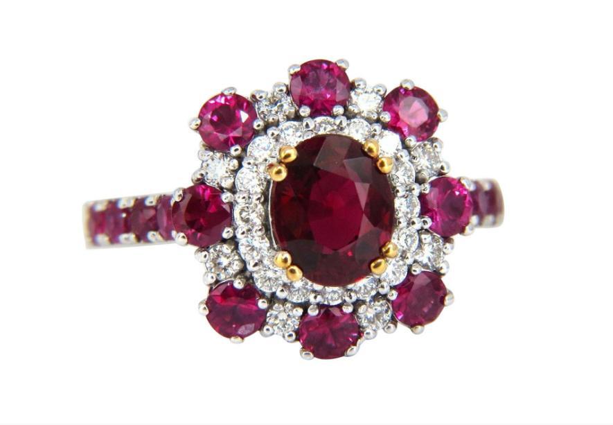 GIA Certified 2.92 Carat Natural Ruby Diamond Ring 14kt Cluster 12346 *v