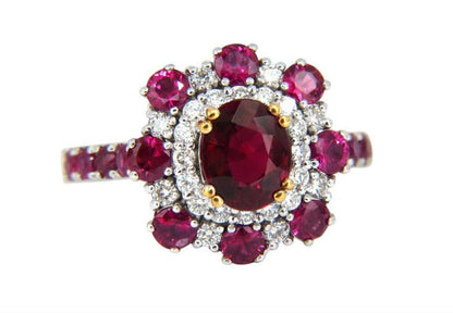 GIA Certified 2.92 Carat Natural Ruby Diamond Ring 14kt Cluster 12346 *v