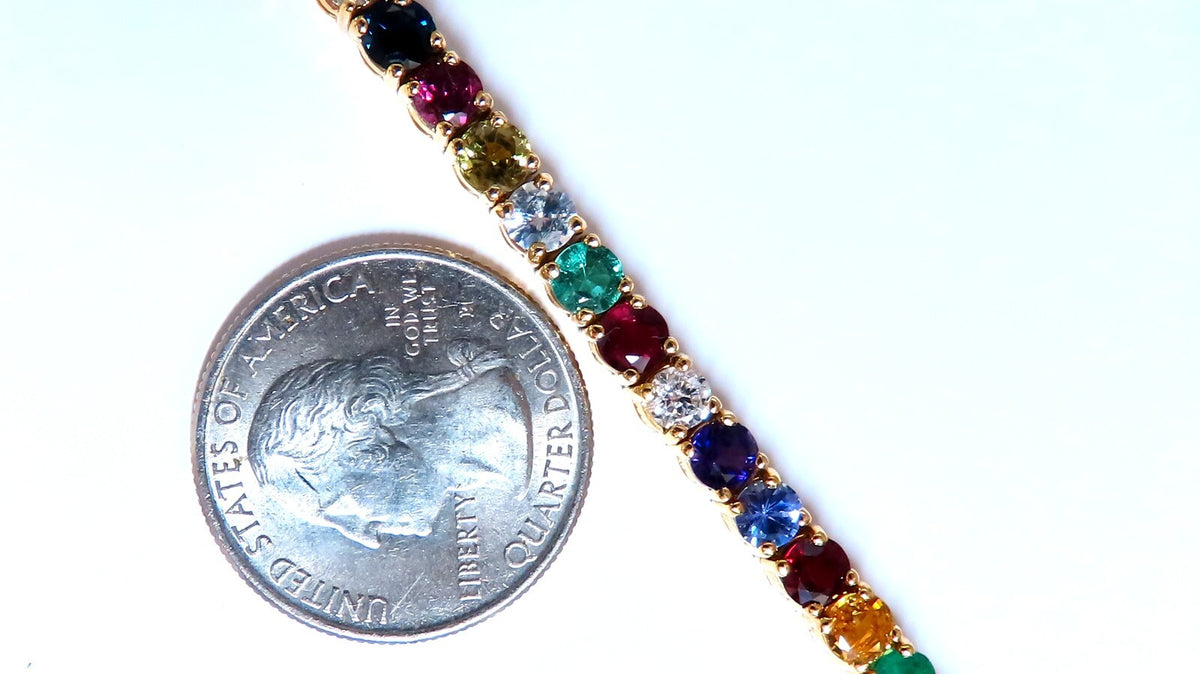 11.80ct Natural Sapphire Ruby Emerald Amethyst Tennis Bracelet 14kt Gem Line *v