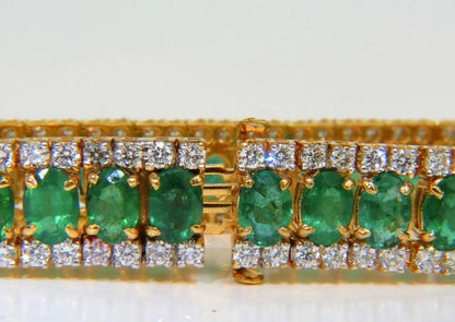 27.65 Carat Natural Vivid Green Emerald Diamond Bracelet F/VS 14kt Ref 12324 *v