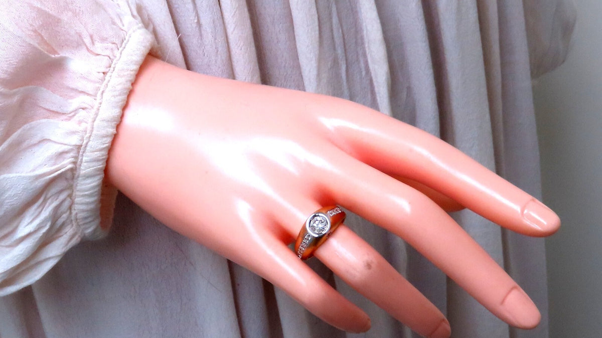 .70ct Natural round diamond ring 14kt brushed satin gold *v