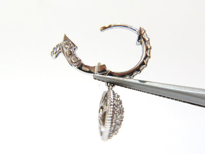 1.30ct dangling hearts on hoop diamonds earrings 14kt g/vs locking lever *v