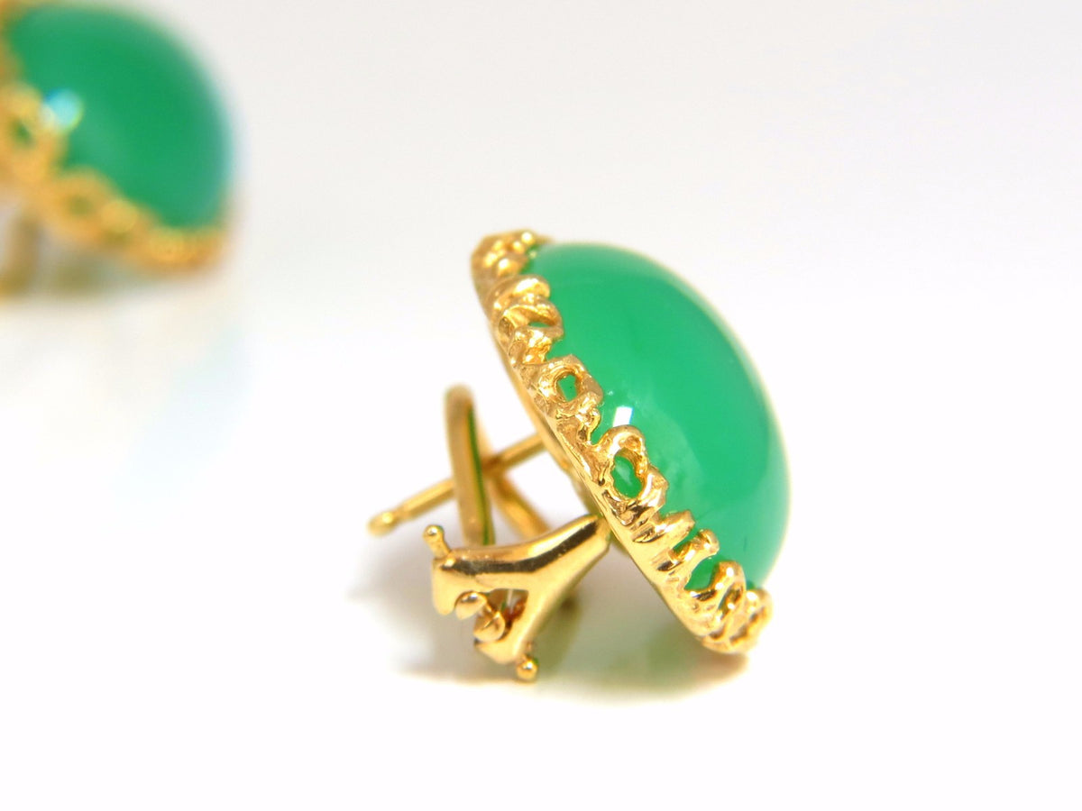 24ct Green Stone Earring Clips 14kt gold *v