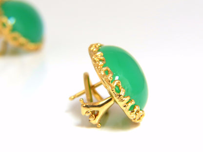 24ct Green Stone Earring Clips 14kt gold *v