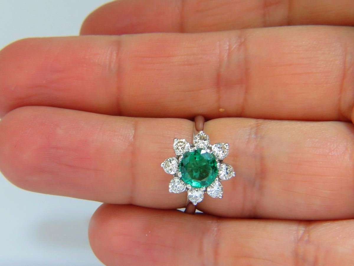 1.72ct natural vivid bright green emerald diamonds ring 14kt *v