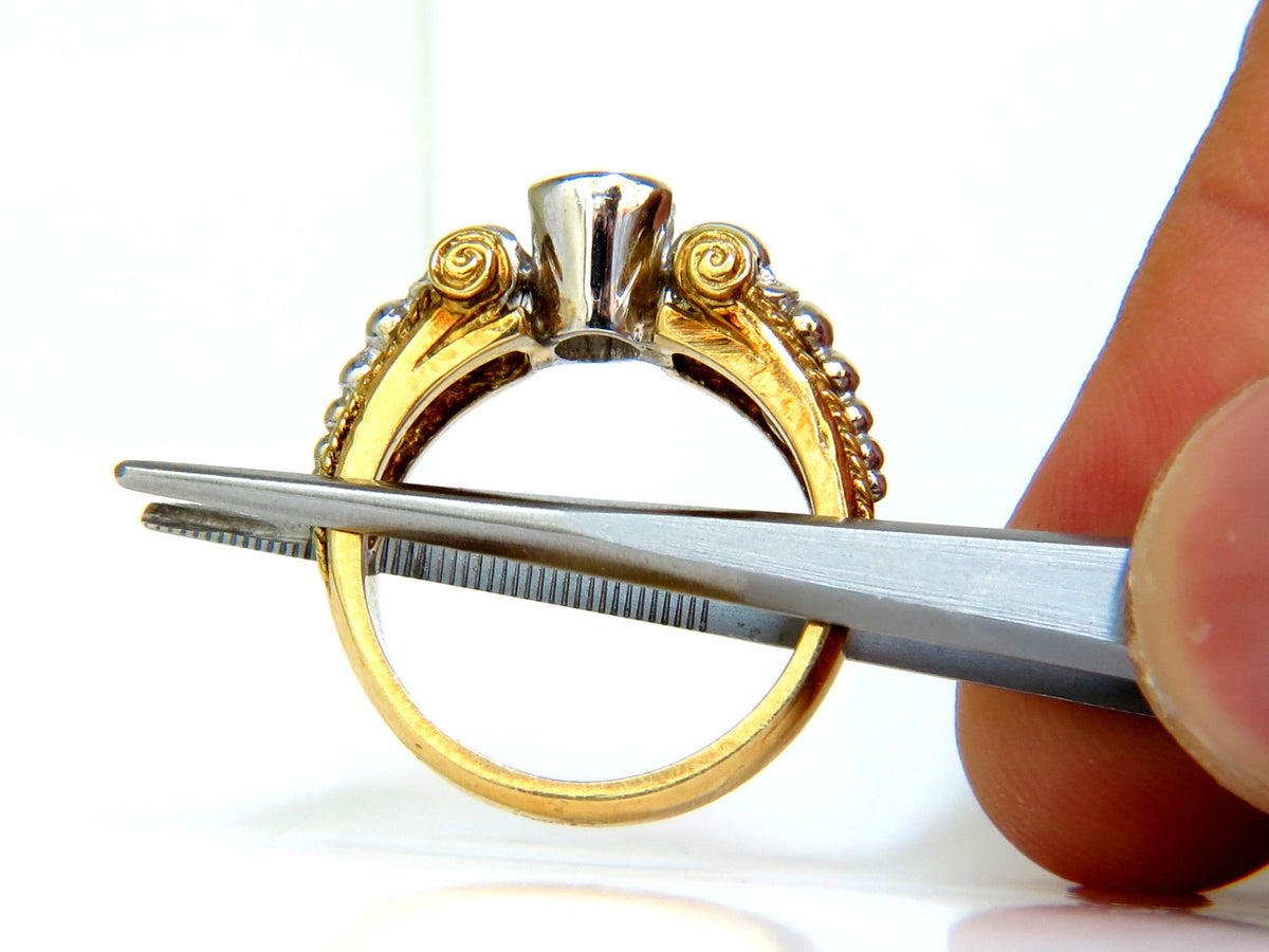 18KT .73CT ROUND BRILLIANT NATURAL DIAMOND RING GILT DECO H/VS *v