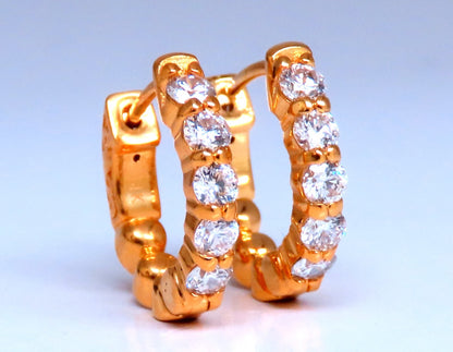 .92ct Natural Round Diamond hoop earrings 14kt 15mm button & share prong *v