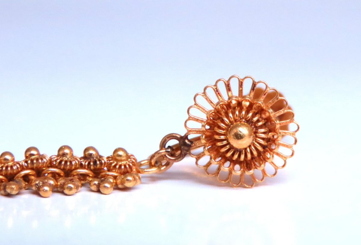 Classic Byzantine Turn Screw Non Pierce Dangle Earrings 18Kt Gold Ref 12375 *v