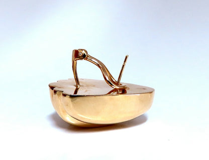 14kt Gold Textured Iconic Clip Earrings & Omega *v
