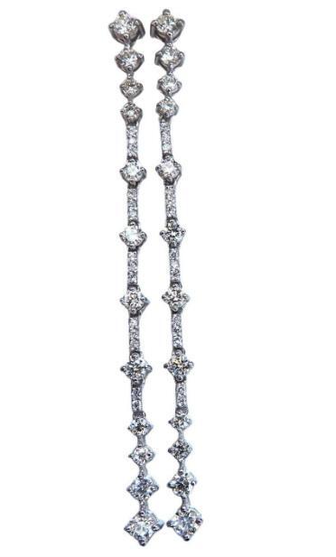 1.80ct Natural Diamonds Dangle Earrings 14kt Gold Ref 12325 *v