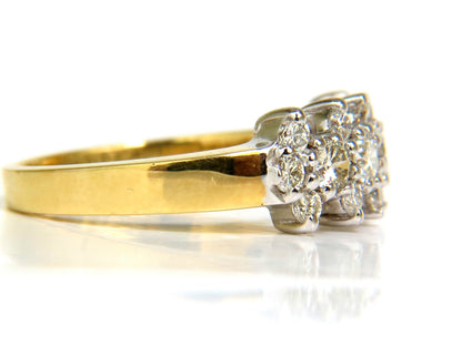 18KT GOLD 1.00CT NATURAL DIAMONDS CLUSTER BAND RING EXCELLENT CUTS *v