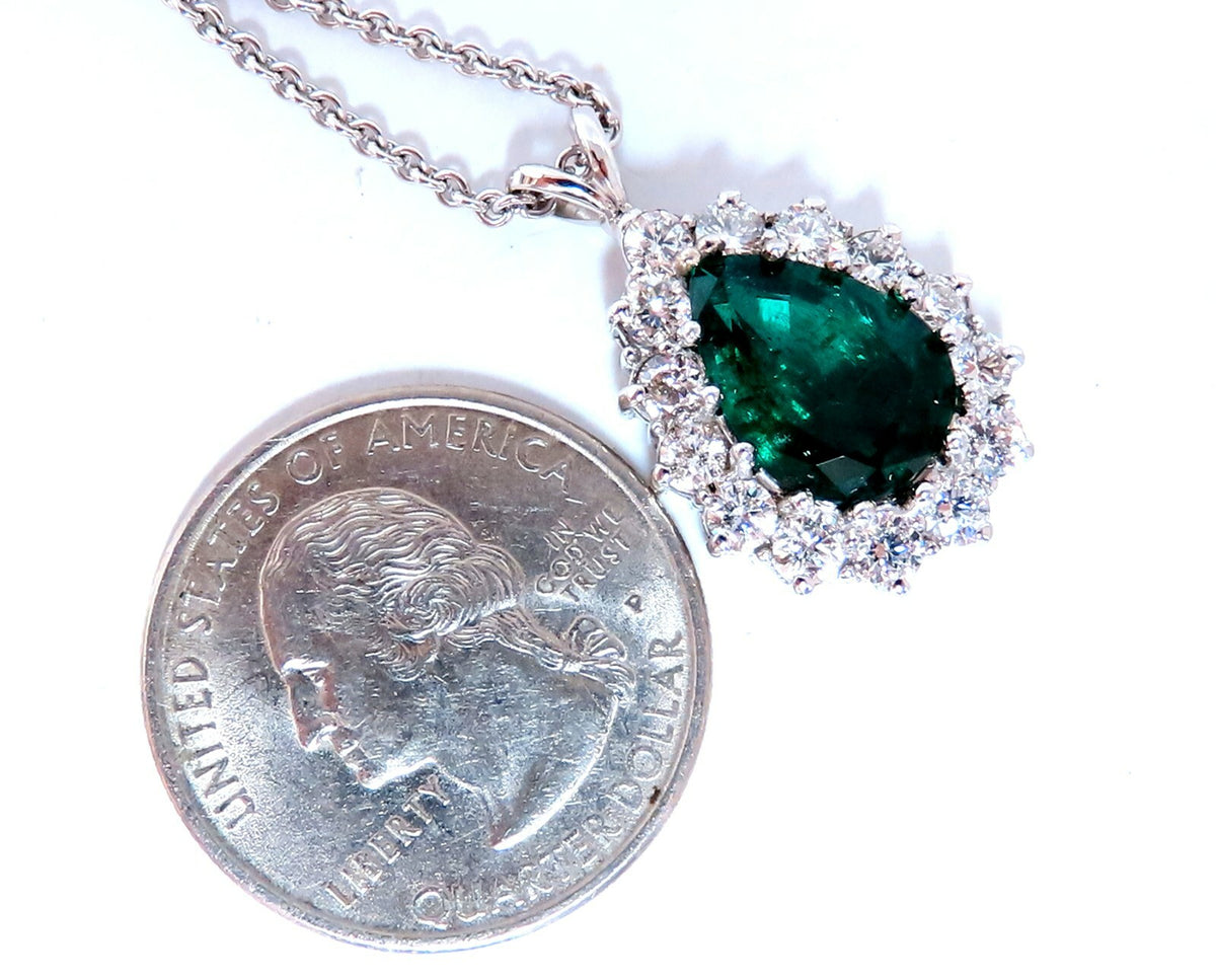 GIA Certified 3.77ct Natural Emerald Diamond Necklace 14kt *v