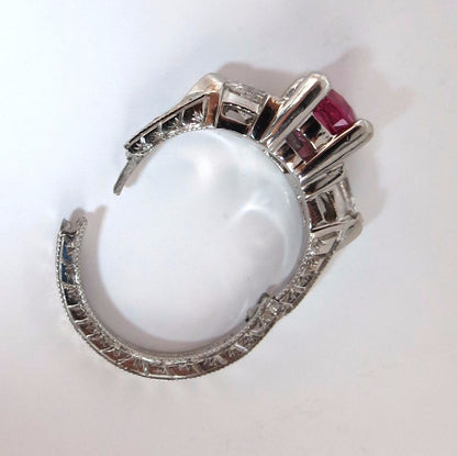 AGL Certified Natural Pink Sapphire diamond ring platinum arthritis knuckle *v