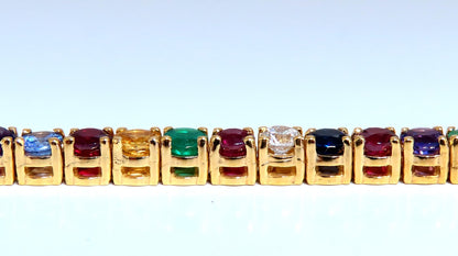 11.80ct Natural Sapphire Ruby Emerald Amethyst Tennis Bracelet 14kt Gem Line *v