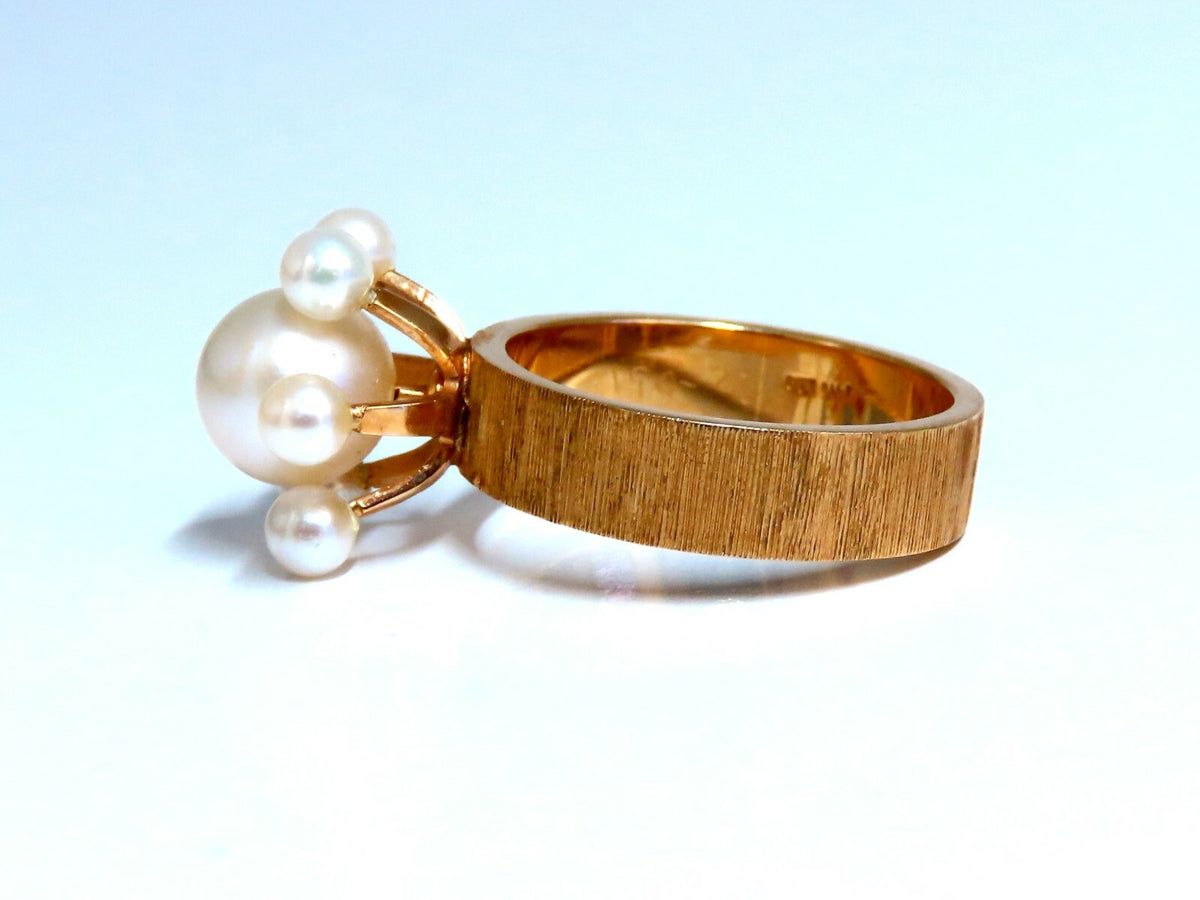 Handmade Pearl Raised Cluster Ring 14kt *v