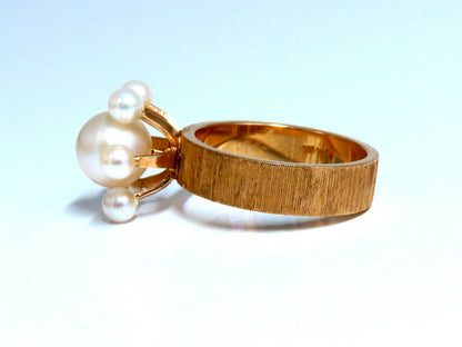 Handmade Pearl Raised Cluster Ring 14kt *v
