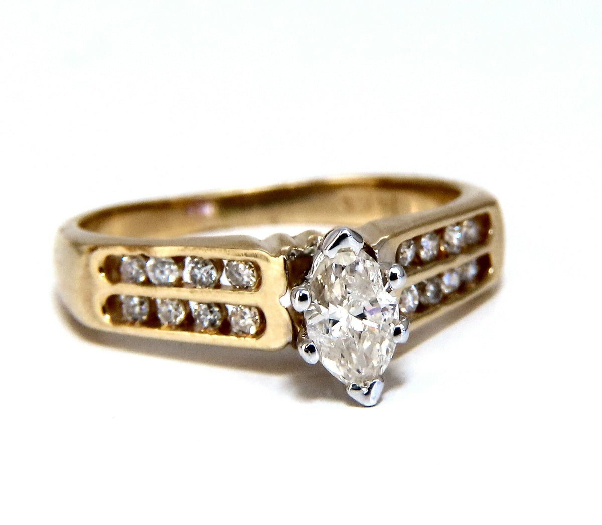 .50ct Marquise Natural Diamonds Cathedral Ring 14 Karat *v