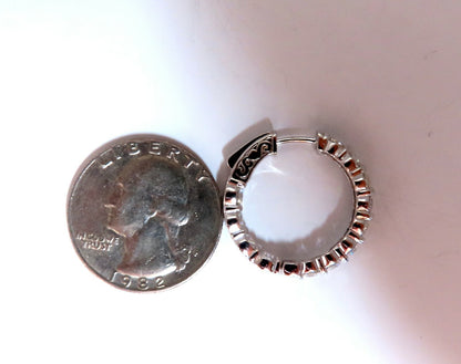 3.43ct Natural Round Diamond hoop earrings 14kt button & share prong *v