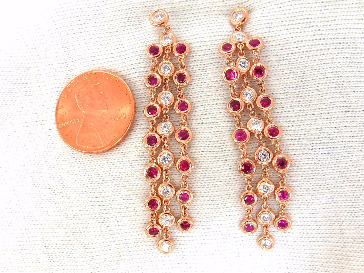 3.00ct natural deep red ruby diamond by yard dangle earrings 14kt *v