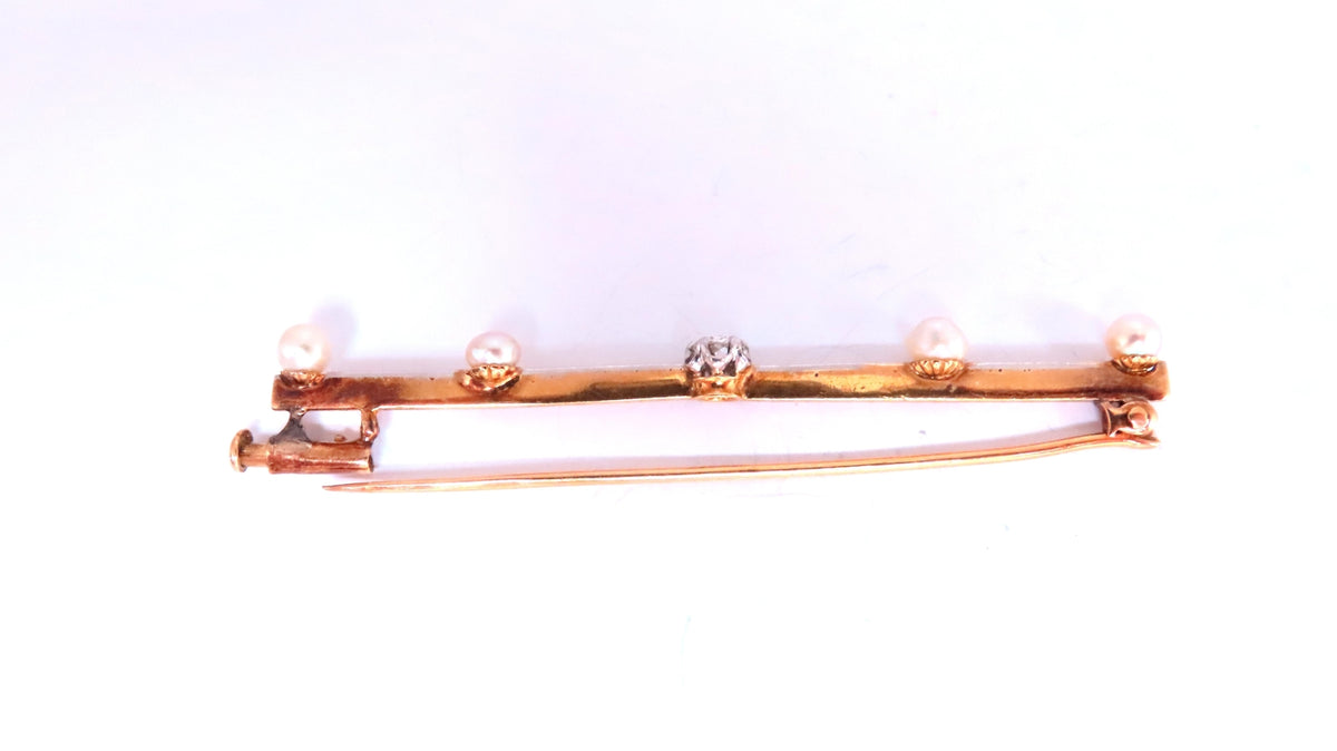 Prominent Estate Elite 0.50ct Natural diamonds Tie Bar Brooch Pin 14kt 12553 *v