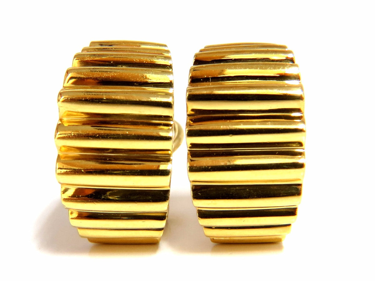 18kt 3D Regency Deco Grill Form Earrings Omega *v