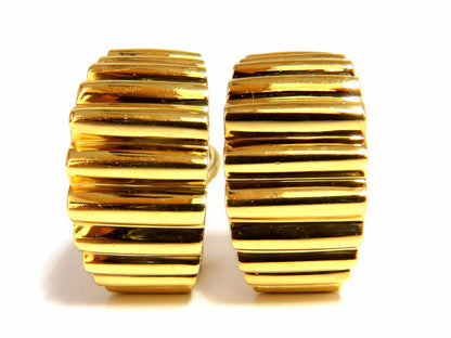 18kt 3D Regency Deco Grill Form Earrings Omega *v