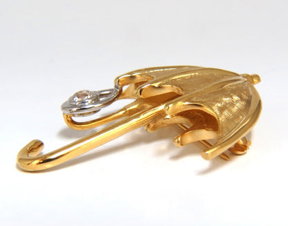 .50ct Diamond Umbrella brooch pin 14kt & Rain Drop *v