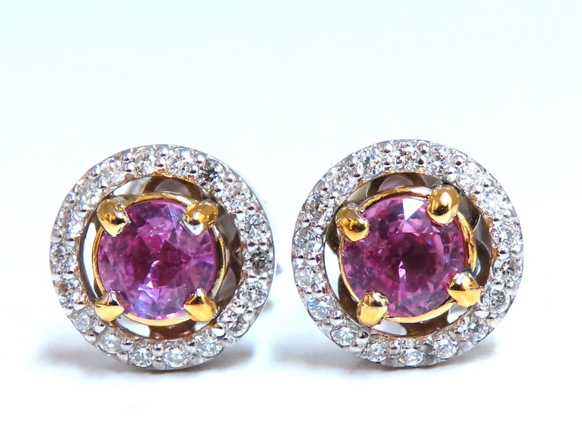 1.10ct Natural Tourmaline Diamonds Cluster Earrings 14 Karat gold  *v