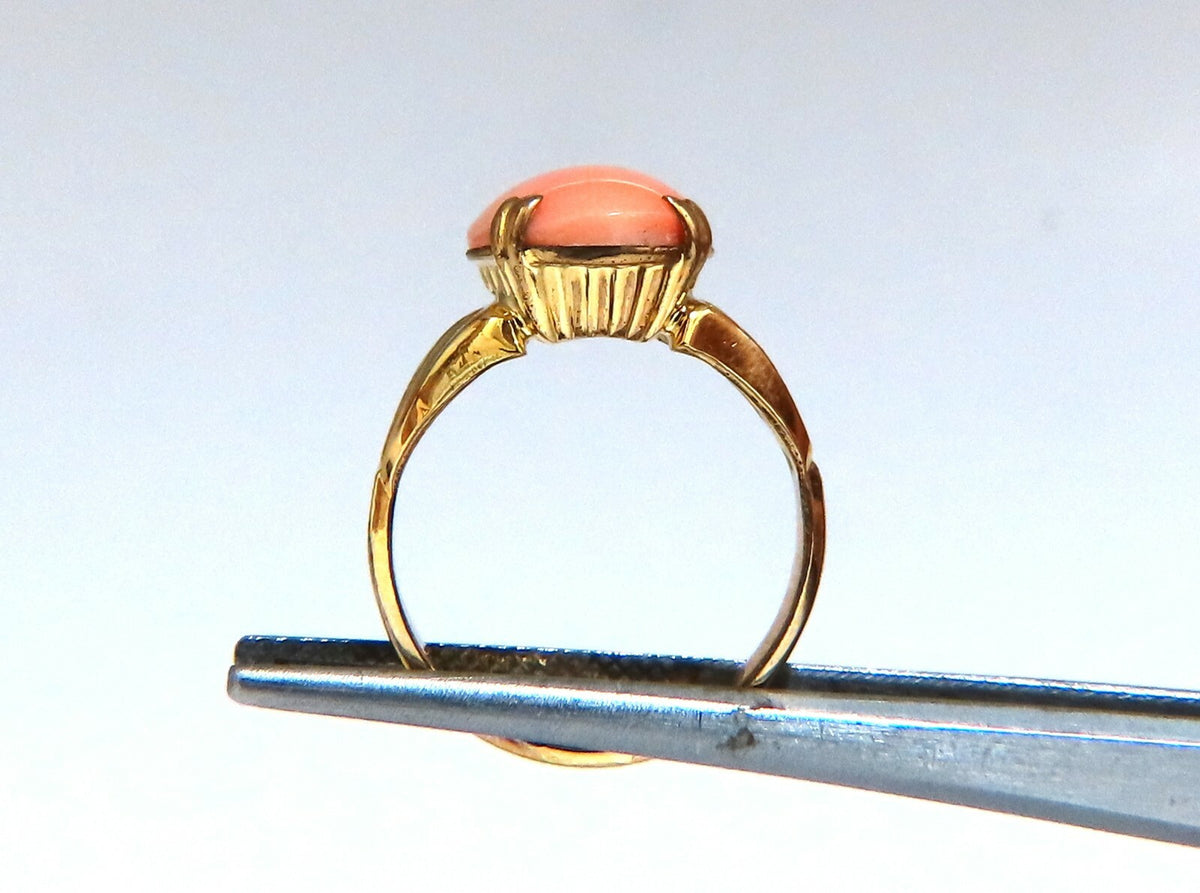 12x10mm natural 4ct pink Coral ring 10kt *v